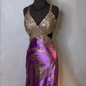 Lilac and Gold Prom Gown